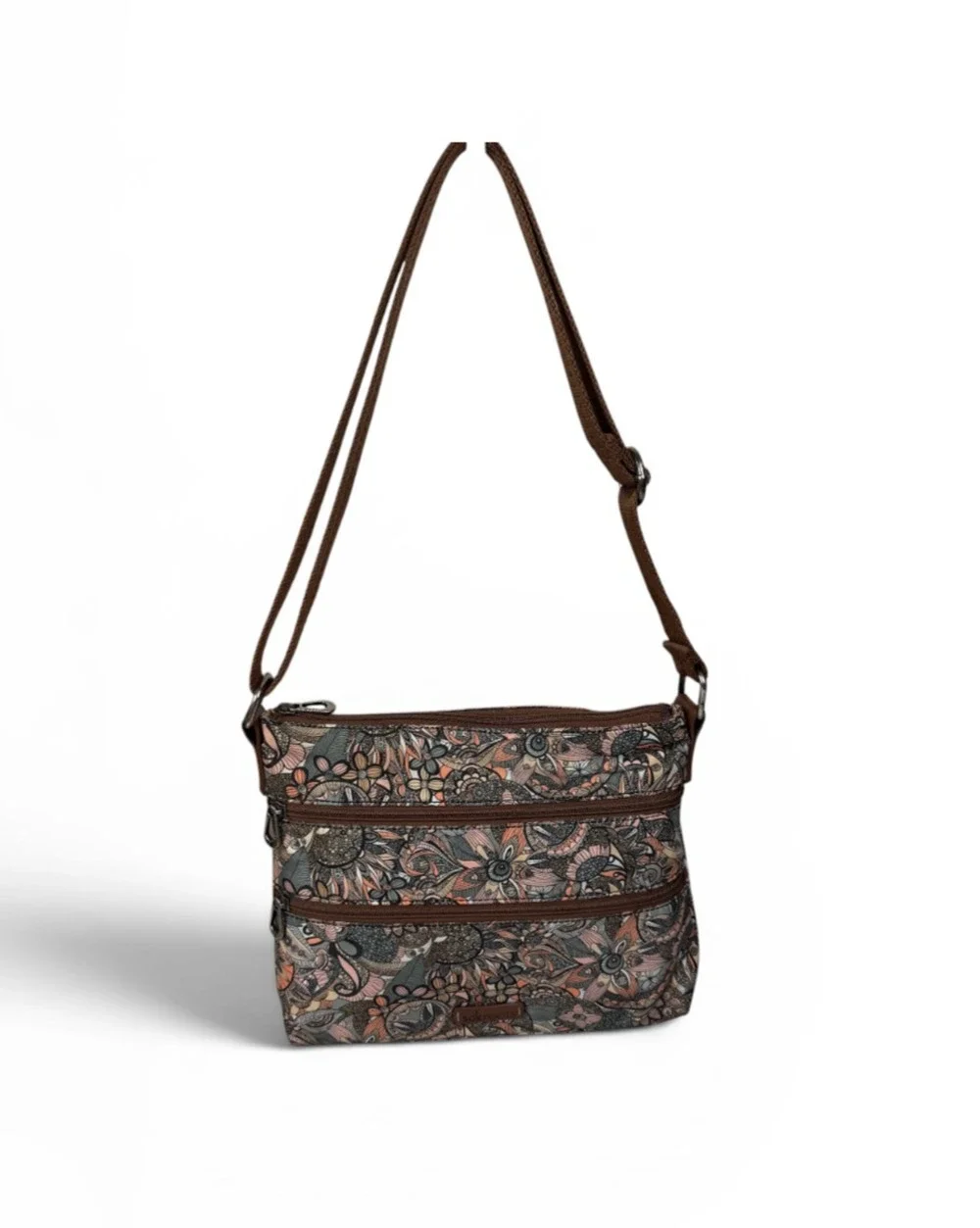 Sakroots Sienna Spirit Desert Artist Circle Flat Coated Canvas Crossbody Bag